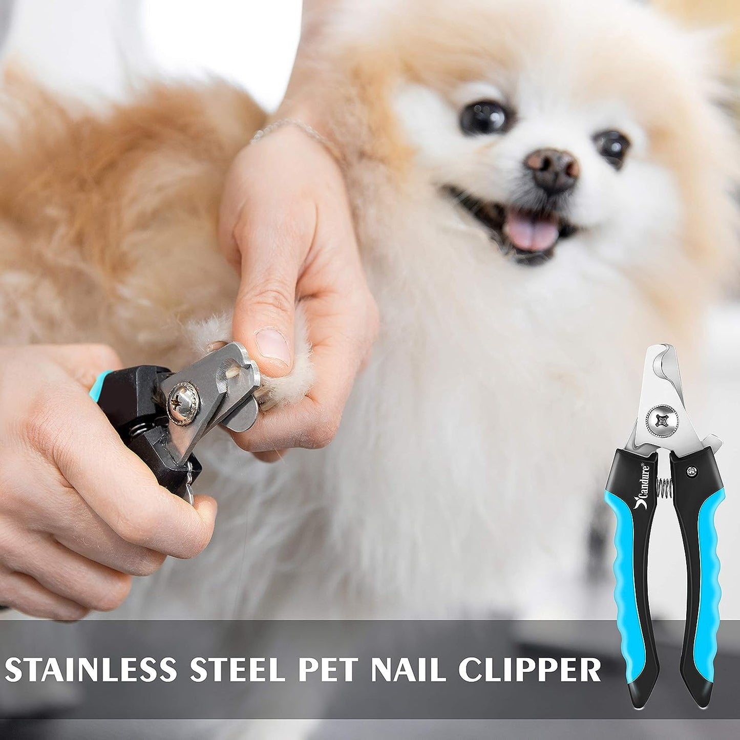 Dog Nail Clippers with Safety Guard – Candure Trimmer & File for Large Pets