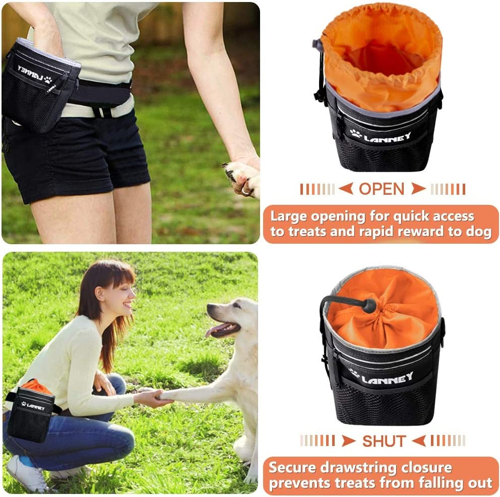 Dog Treat Pouch with Waist Belt & Drawstring – 600D Polyester Oxford