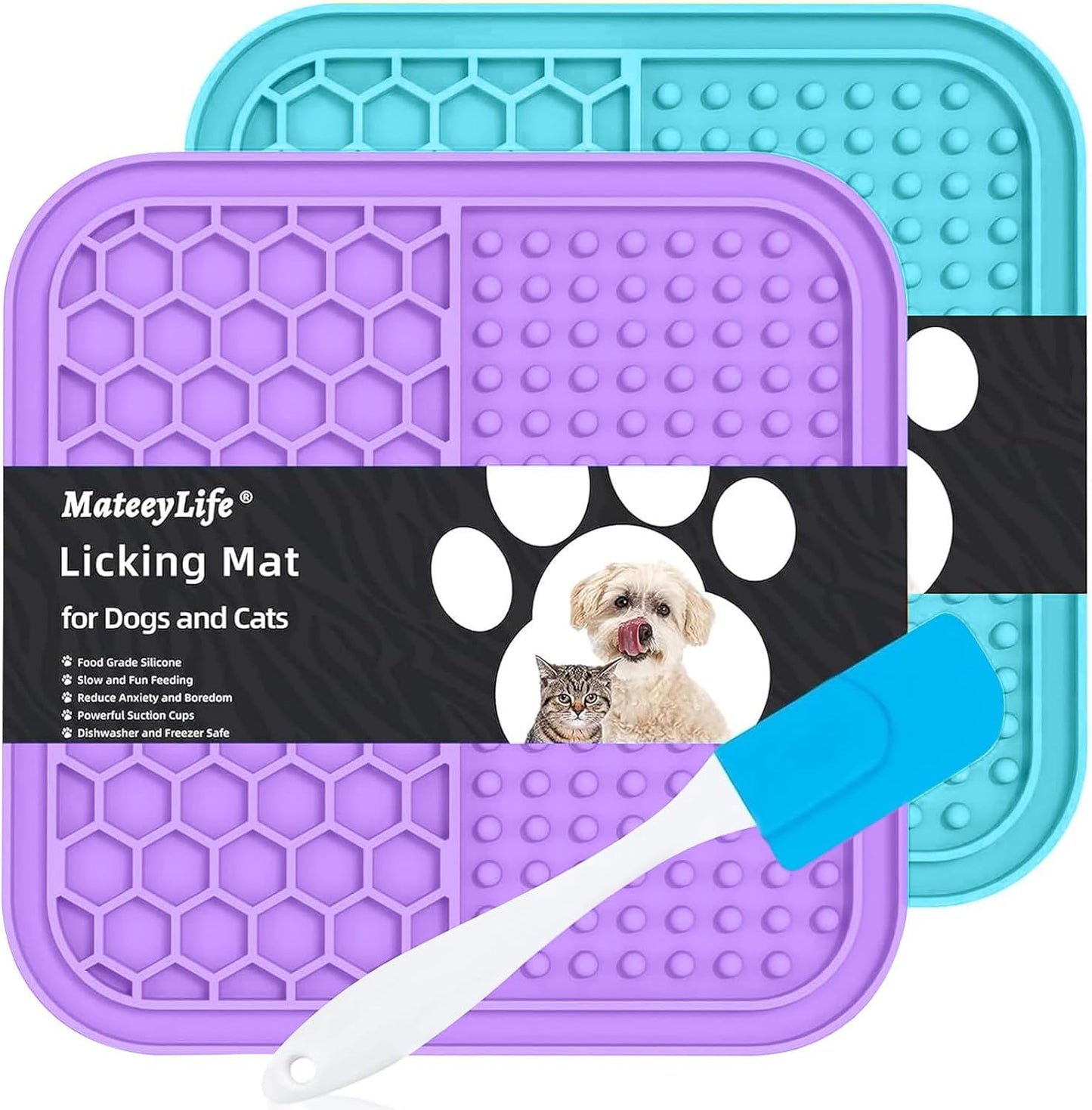 Small Dog & Cat Lick Mat 2-Pack – 49-Cup Suction, Food-Grade Silicone