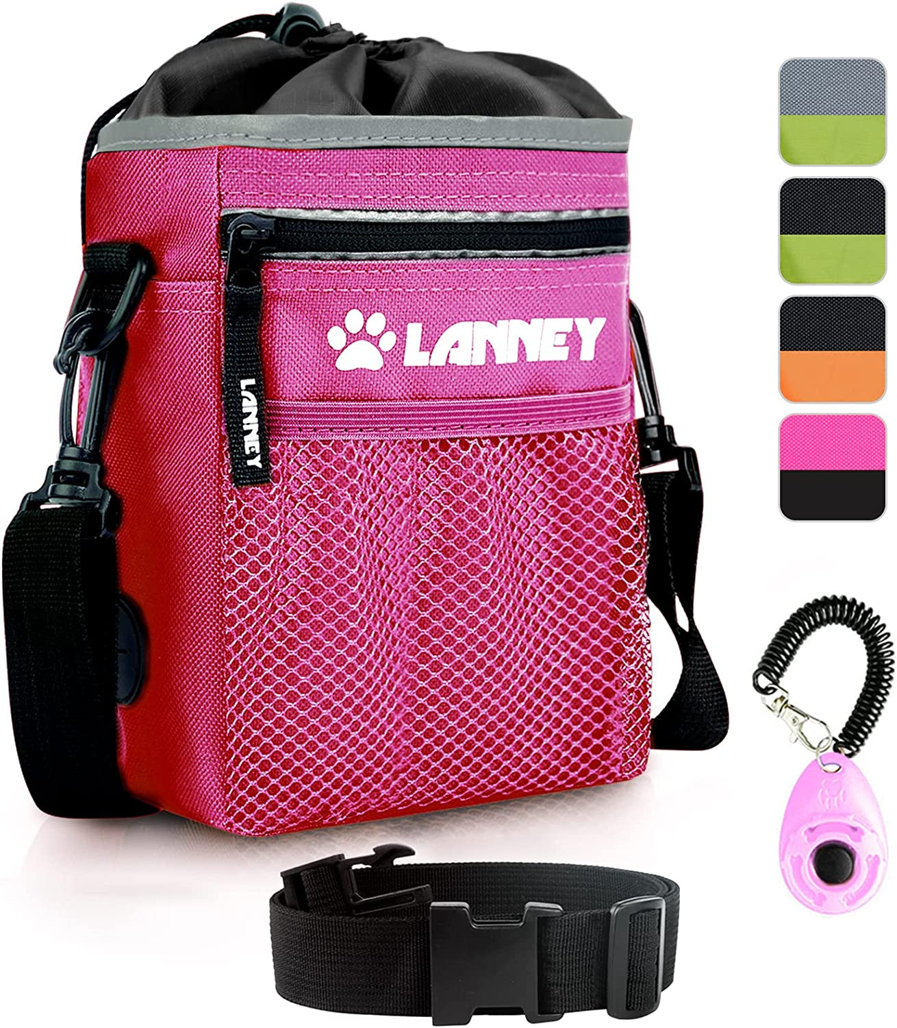 Dog Treat Pouch with Waist Belt & Drawstring – 600D Polyester Oxford