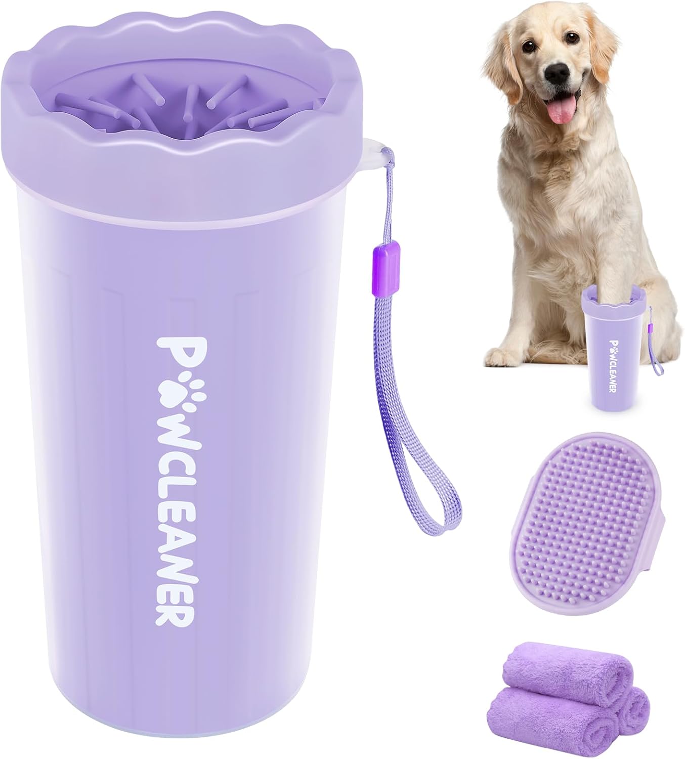 Dog Paw Cleaner Cup – Soft Silicone Bristles, 3 Towels, 3 Sizes, 9 Colors