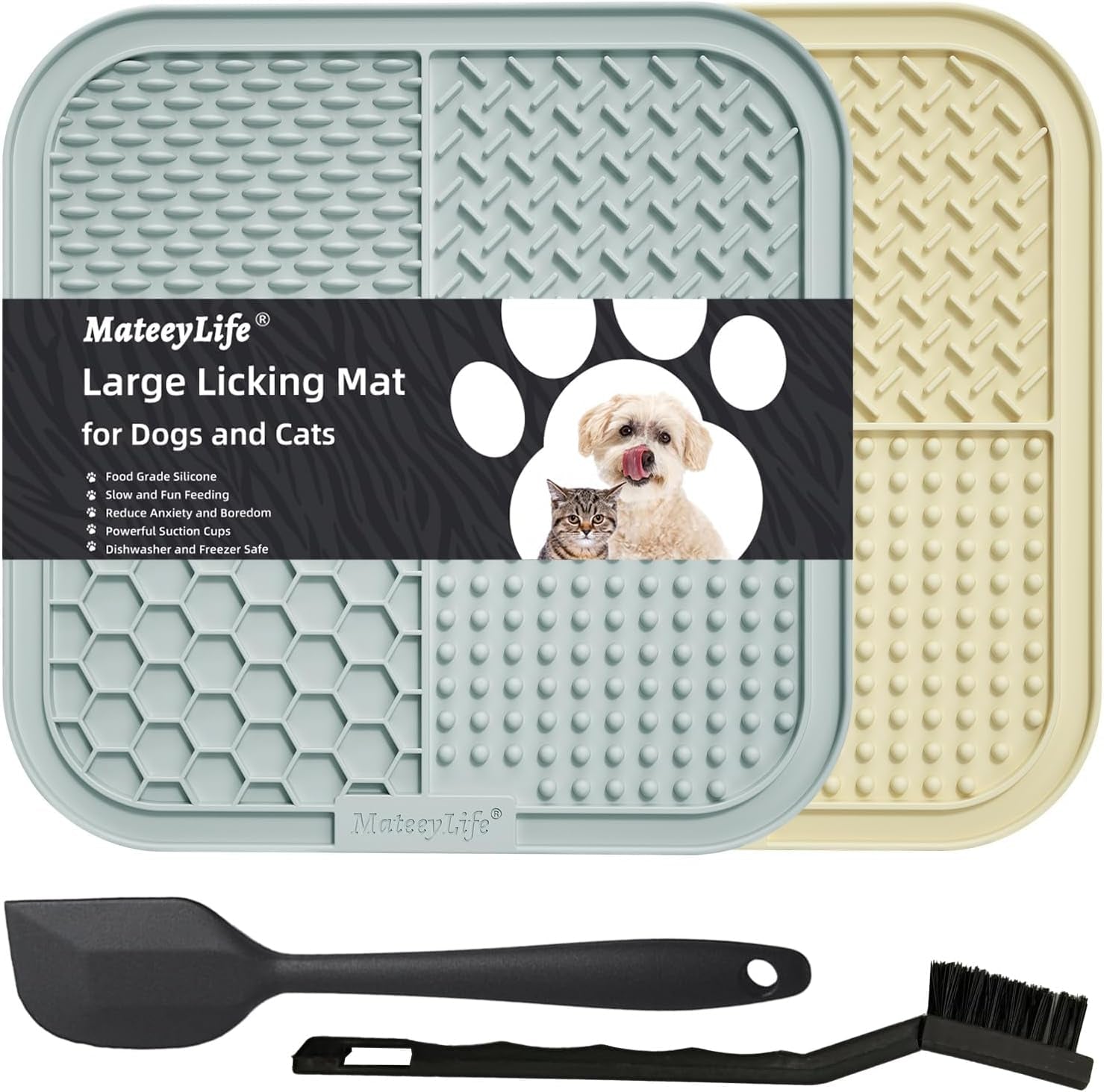 Small Dog & Cat Lick Mat 2-Pack – 49-Cup Suction, Food-Grade Silicone
