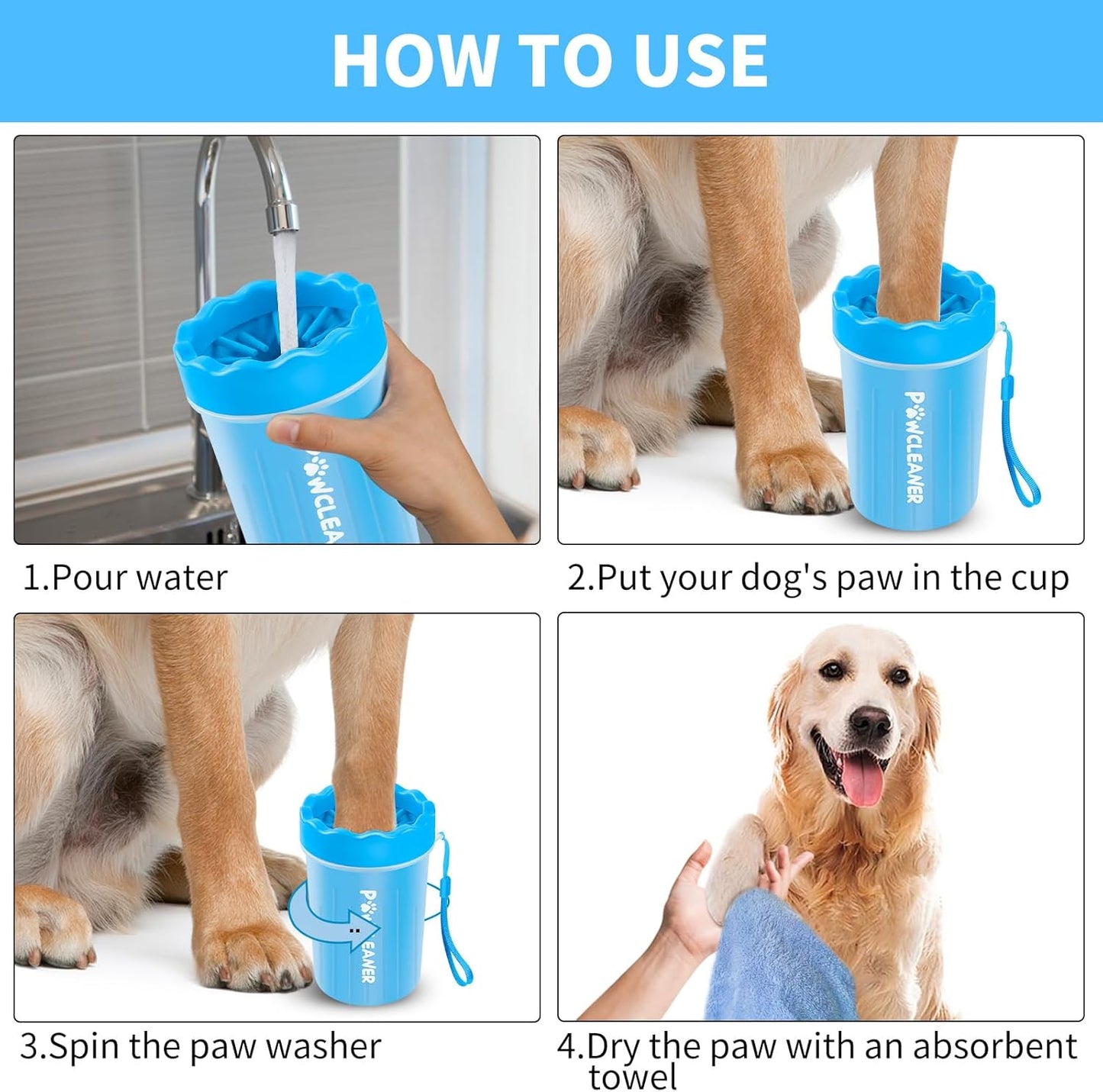 Dog Paw Cleaner Cup – Soft Silicone Bristles, 3 Towels, 3 Sizes, 9 Colors
