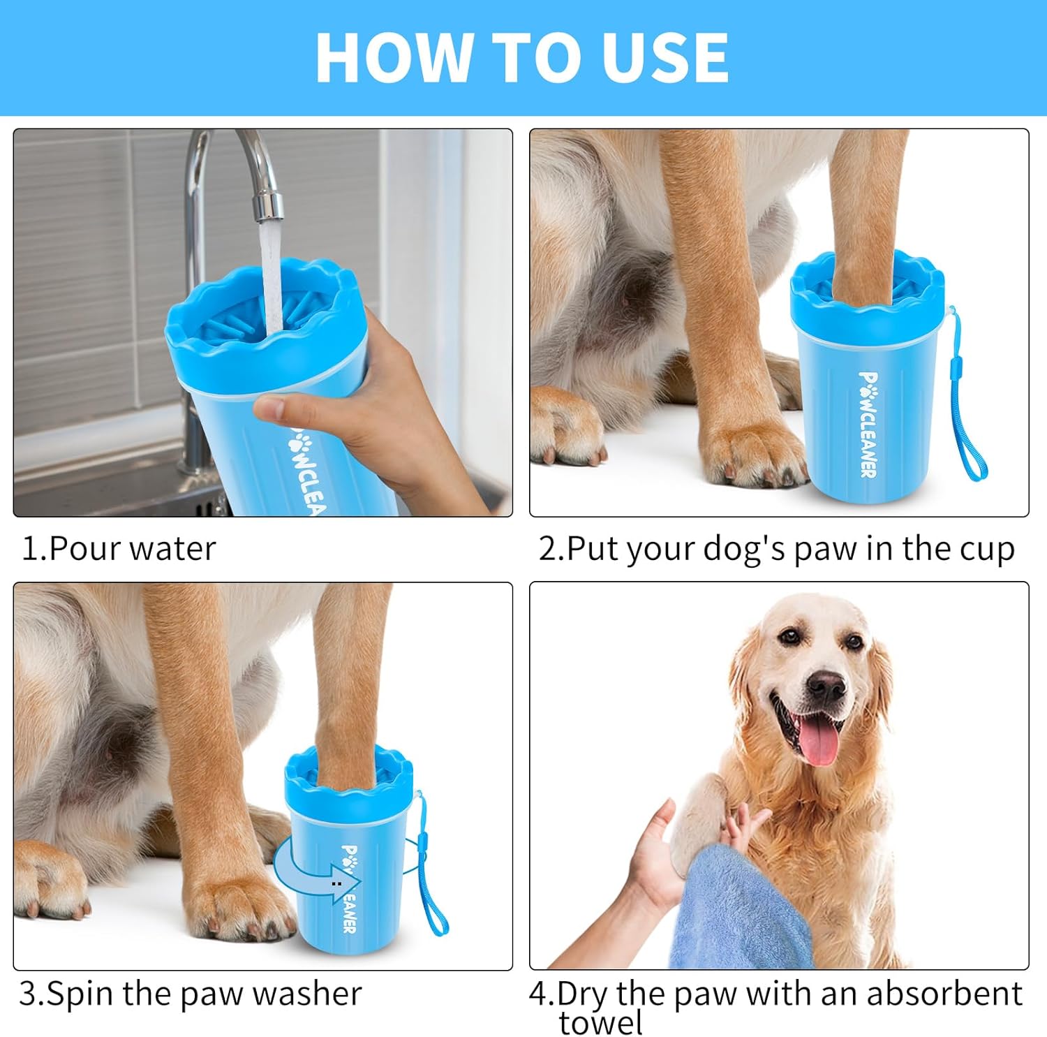 Dog Paw Cleaner Cup – Soft Silicone Bristles, 3 Towels, 3 Sizes, 9 Colors