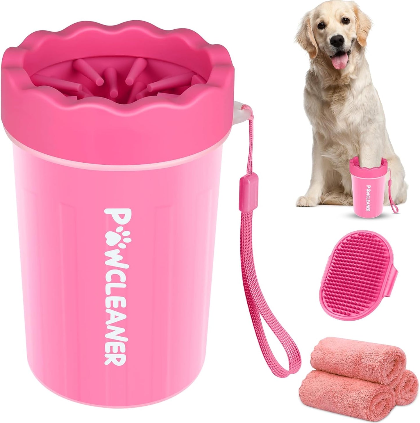 Dog Paw Cleaner Cup – Soft Silicone Bristles, 3 Towels, 3 Sizes, 9 Colors
