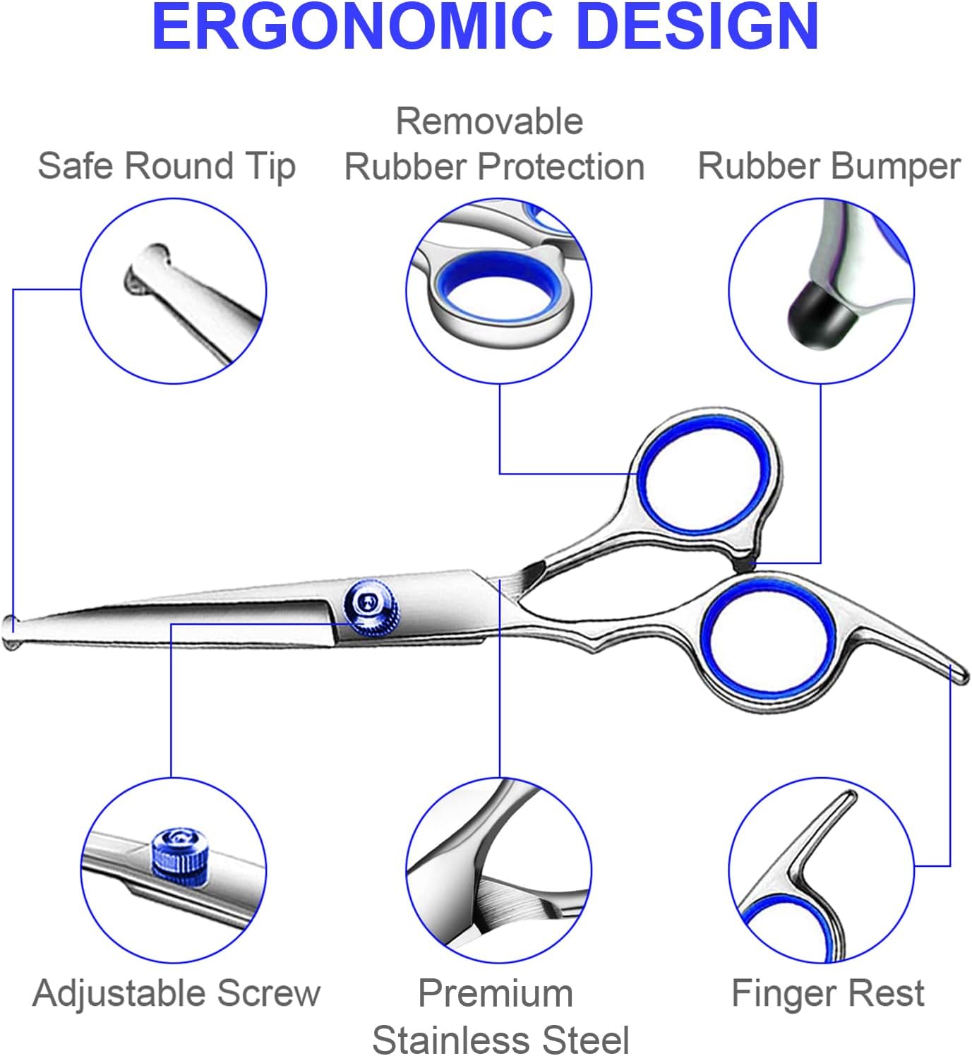 Dog Grooming Scissors Kit – 5-in-1 Titanium Coated Professional Shears