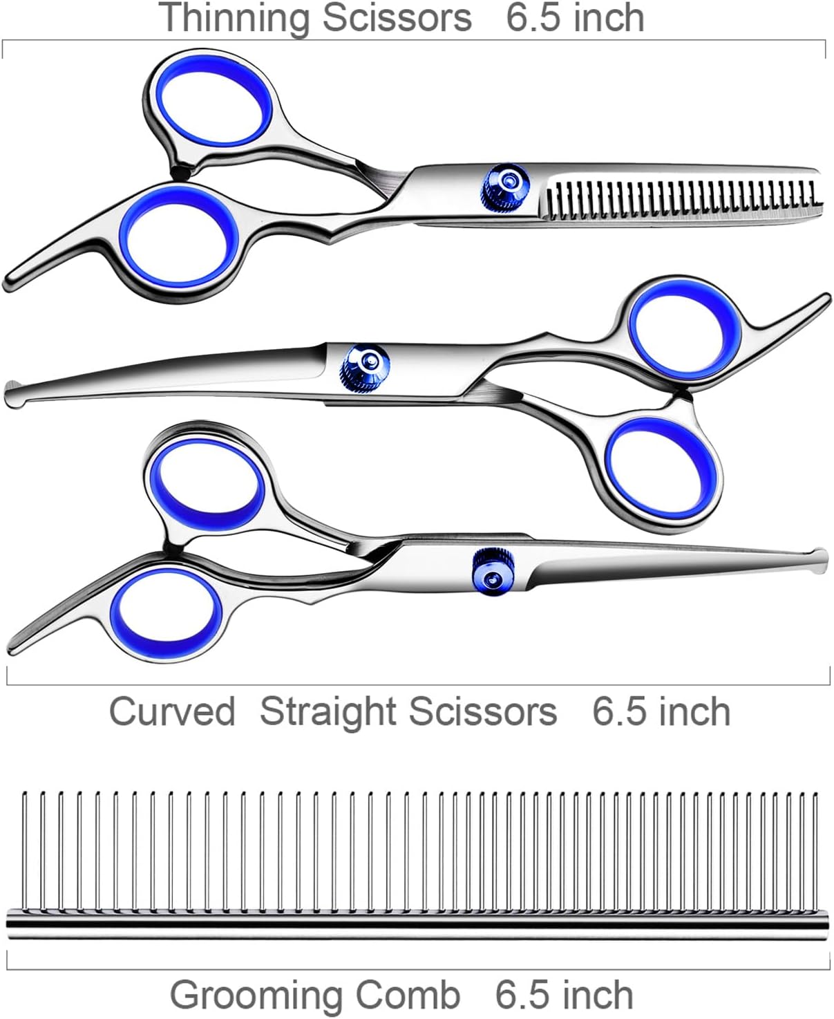 Dog Grooming Scissors Kit – 5-in-1 Titanium Coated Professional Shears