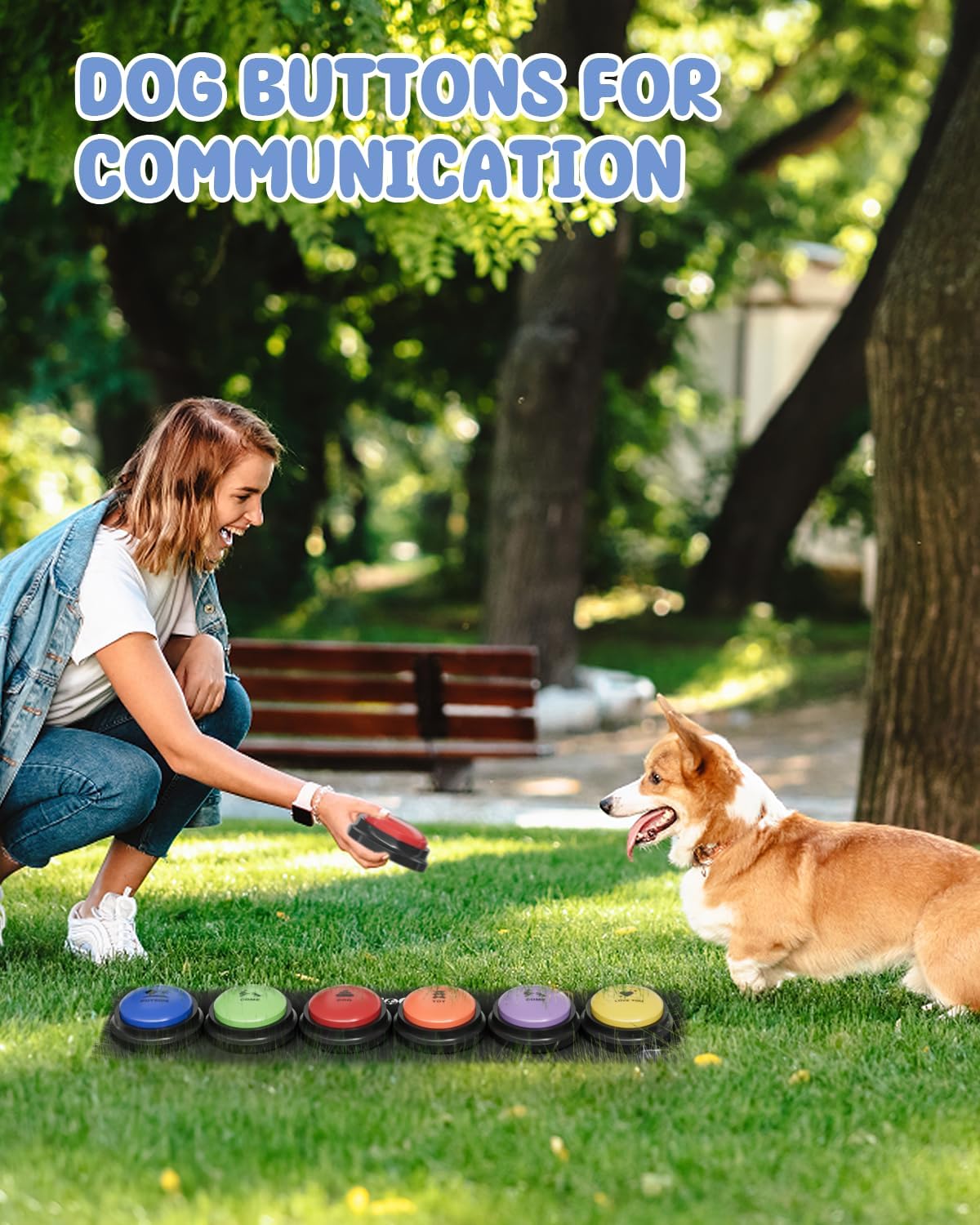 Dog Buttons for Communication - 30-Sec Recordable & Waterproof Mat