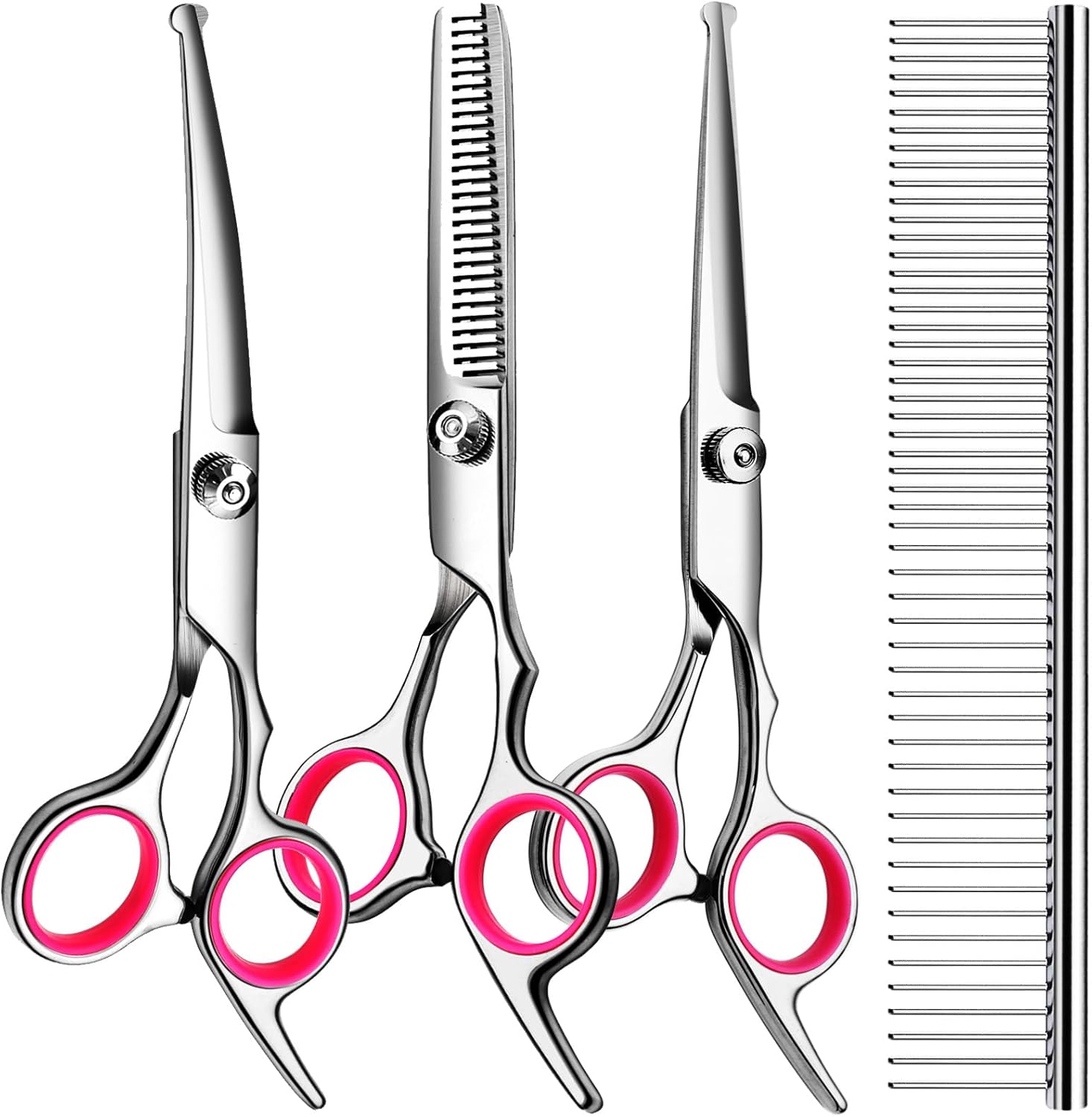 Dog Grooming Scissors Kit – 5-in-1 Titanium Coated Professional Shears