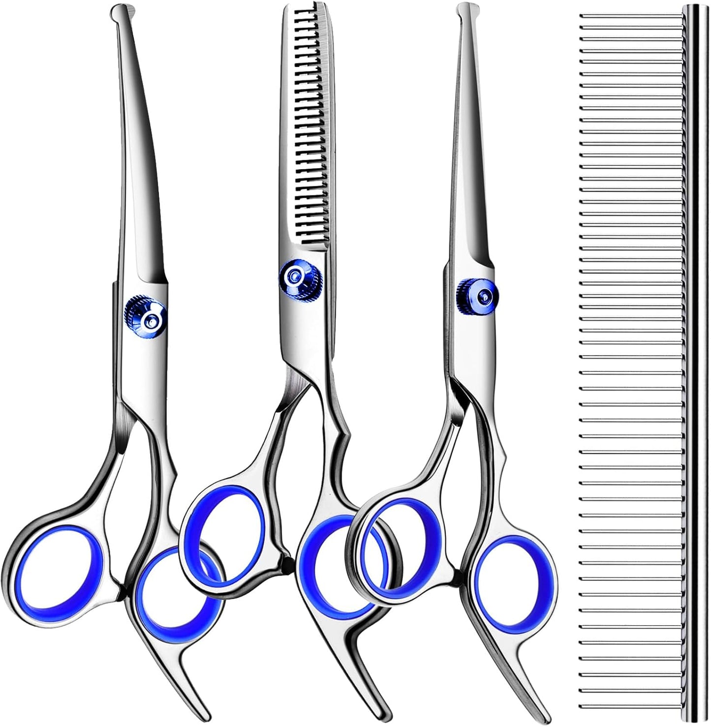 Dog Grooming Scissors Kit – 5-in-1 Titanium Coated Professional Shears