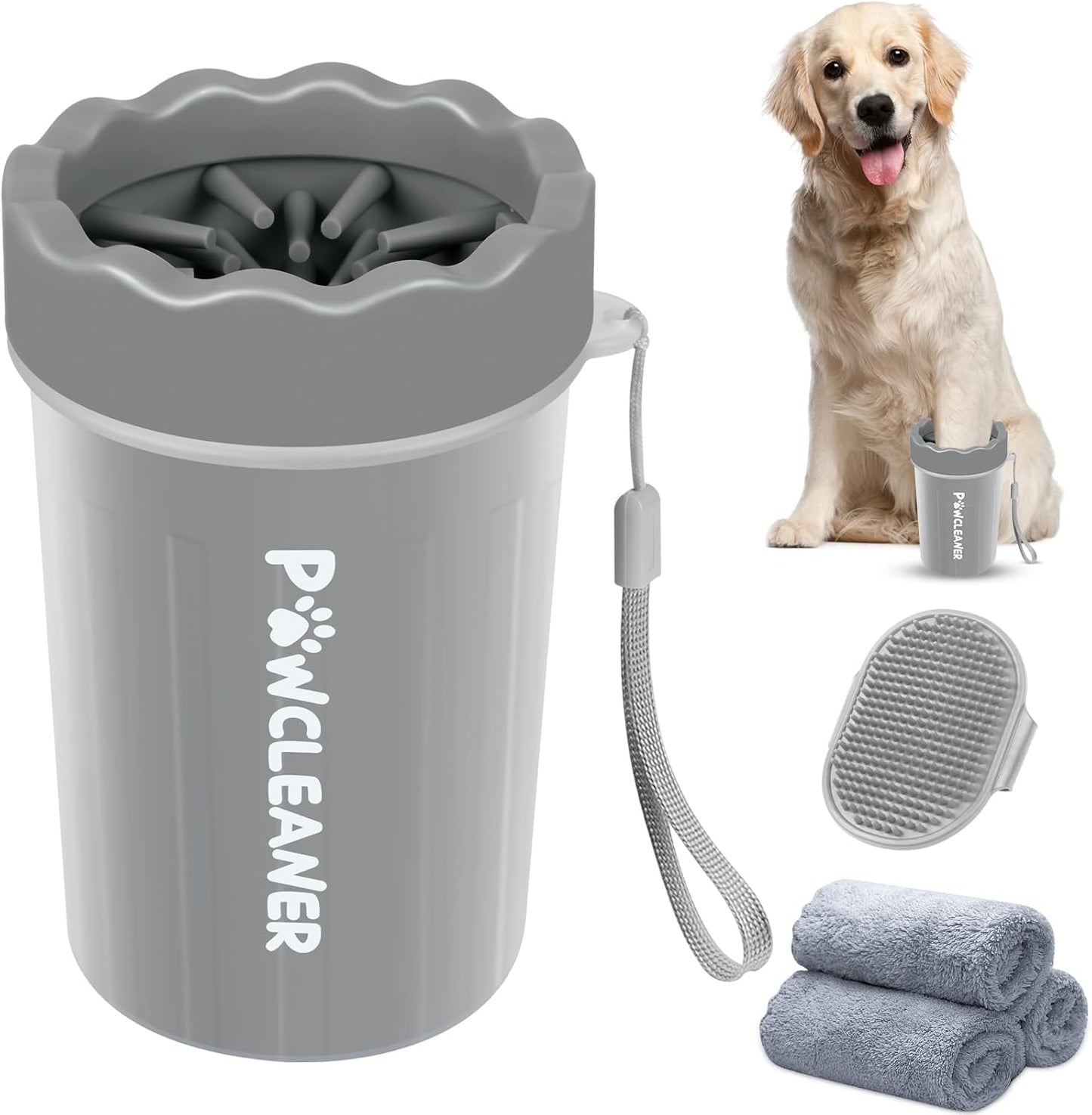 Dog Paw Cleaner Cup – Soft Silicone Bristles, 3 Towels, 3 Sizes, 9 Colors