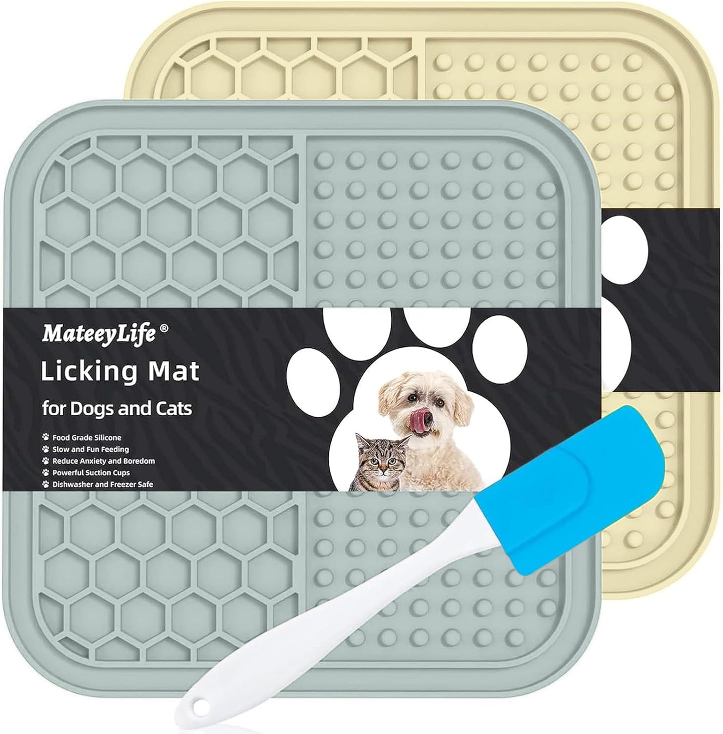 Small Dog & Cat Lick Mat 2-Pack – 49-Cup Suction, Food-Grade Silicone