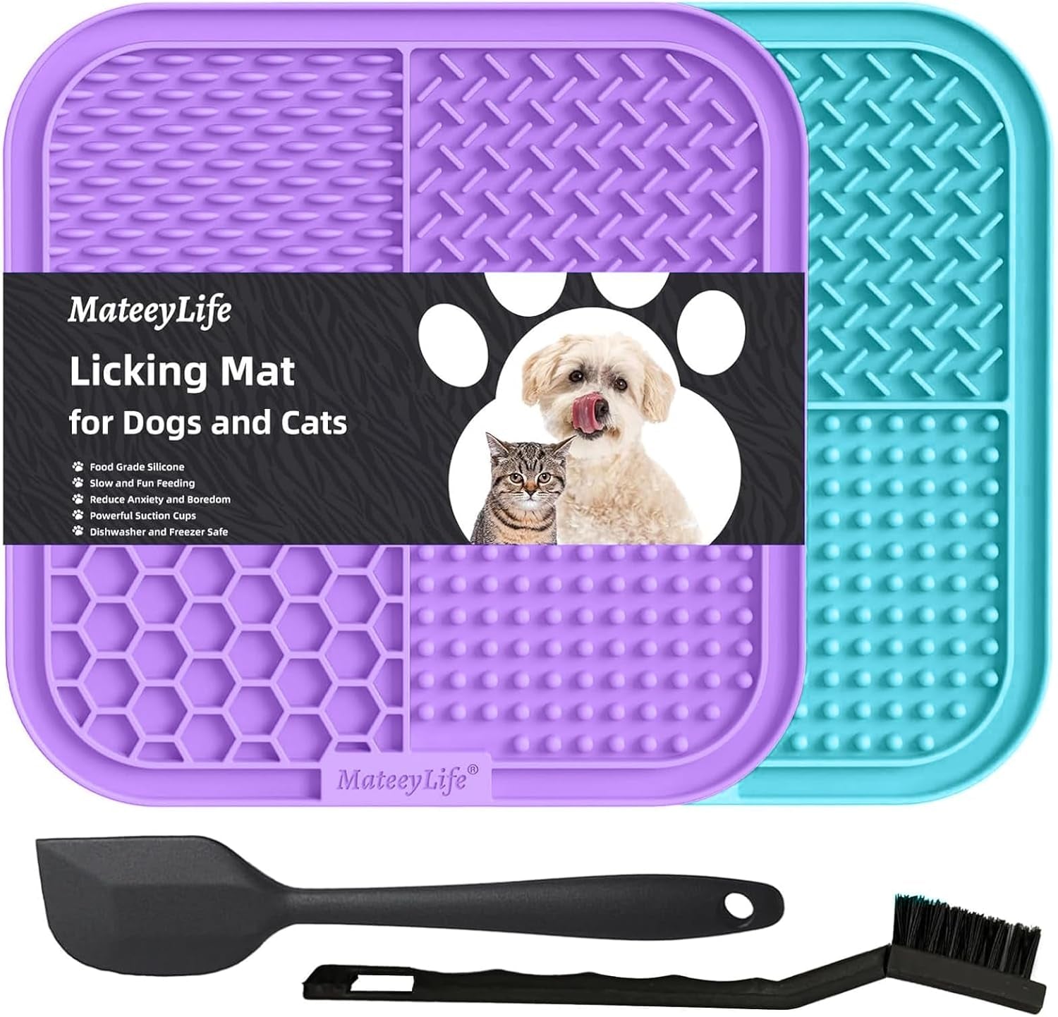 Small Dog & Cat Lick Mat 2-Pack – 49-Cup Suction, Food-Grade Silicone