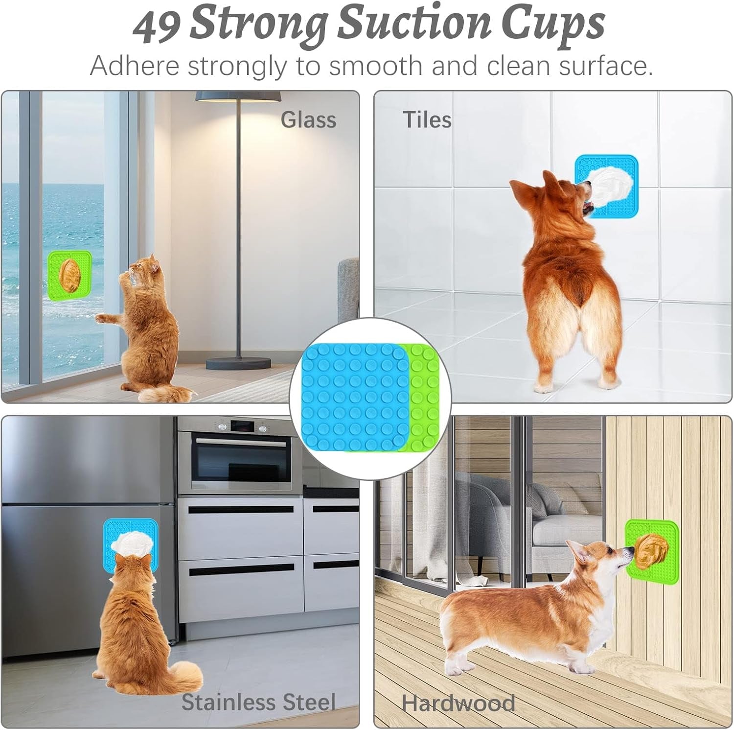 Small Dog & Cat Lick Mat 2-Pack – 49-Cup Suction, Food-Grade Silicone
