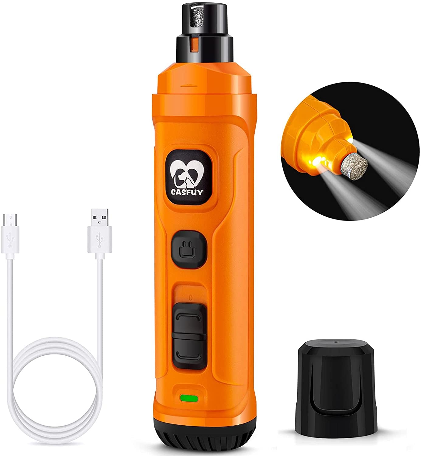 Dog Nail Grinder with Dual LED Light – Quiet 2-Speed Rechargeable Trimmer