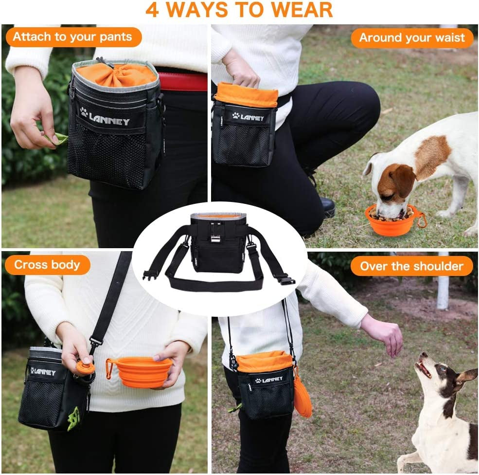 Dog Treat Pouch with Waist Belt & Drawstring – 600D Polyester Oxford
