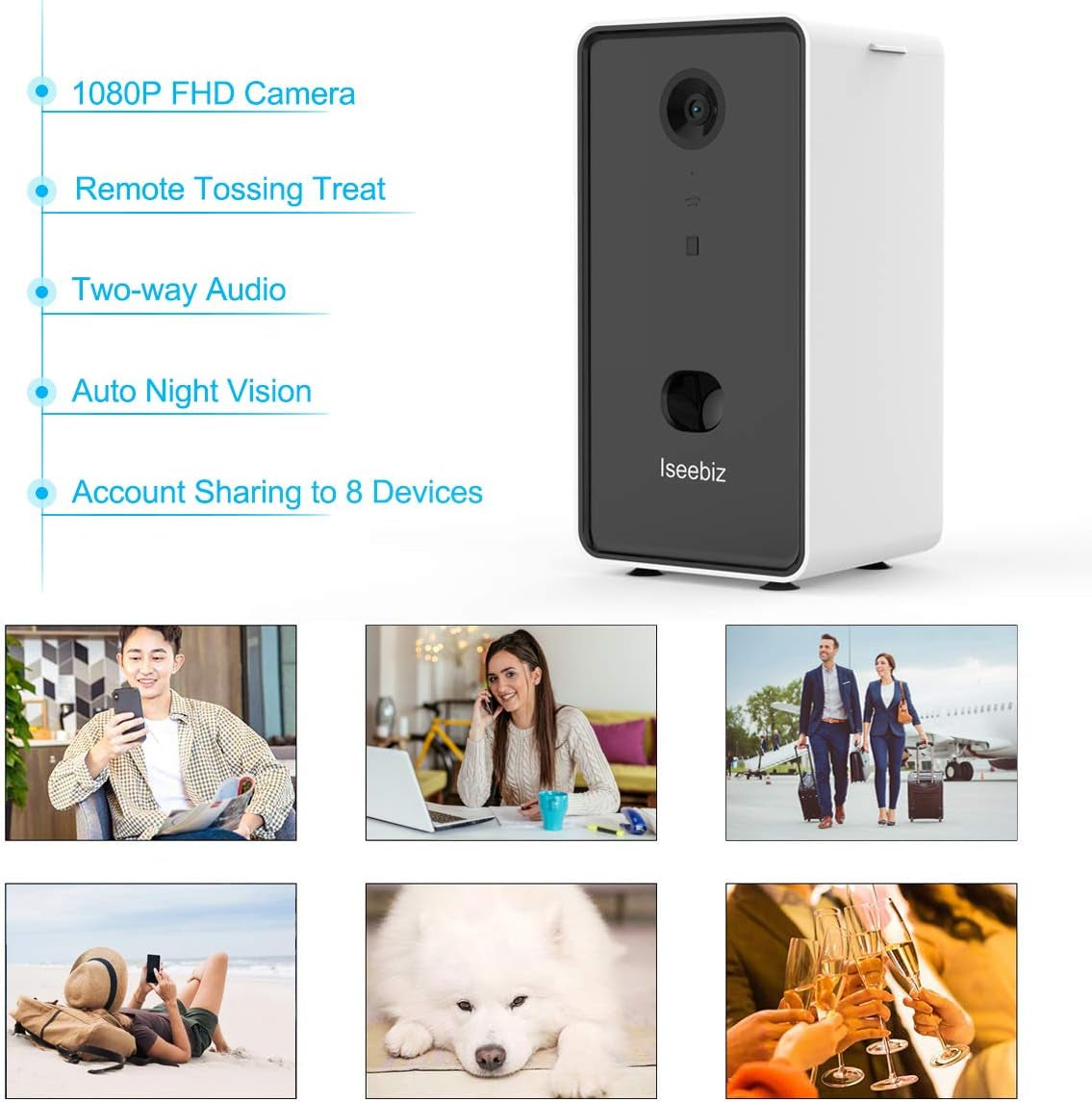 Pet Camera Treat Dispenser - 1080P HD Cat / Dog Cam, 5G WiFi, 2-Way Audio, Alexa Compatible