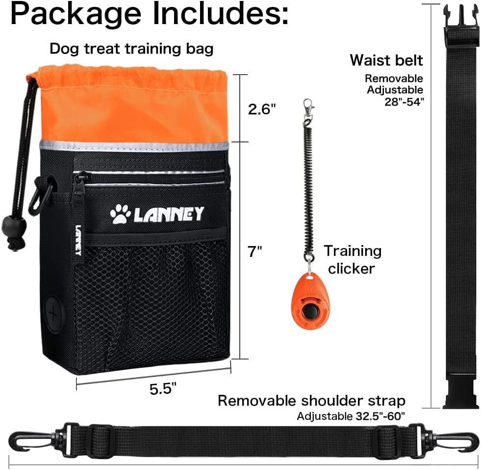 Dog Treat Pouch with Waist Belt & Drawstring – 600D Polyester Oxford
