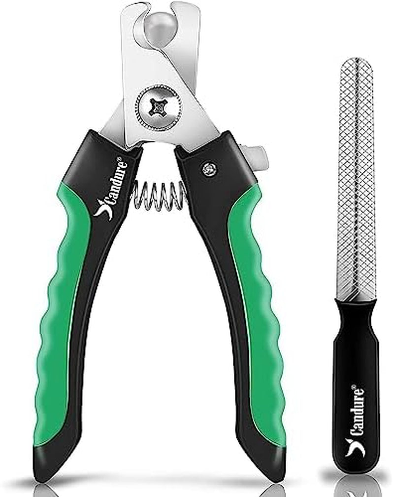 Dog Nail Clippers with Safety Guard – Candure Trimmer & File for Large Pets