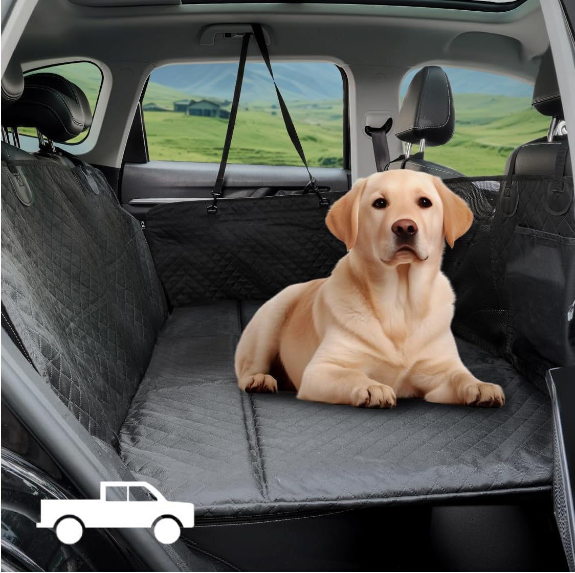 Dog Car Seat Hammock Cover with Hard Bottom & Mesh Window – Waterproof Bed