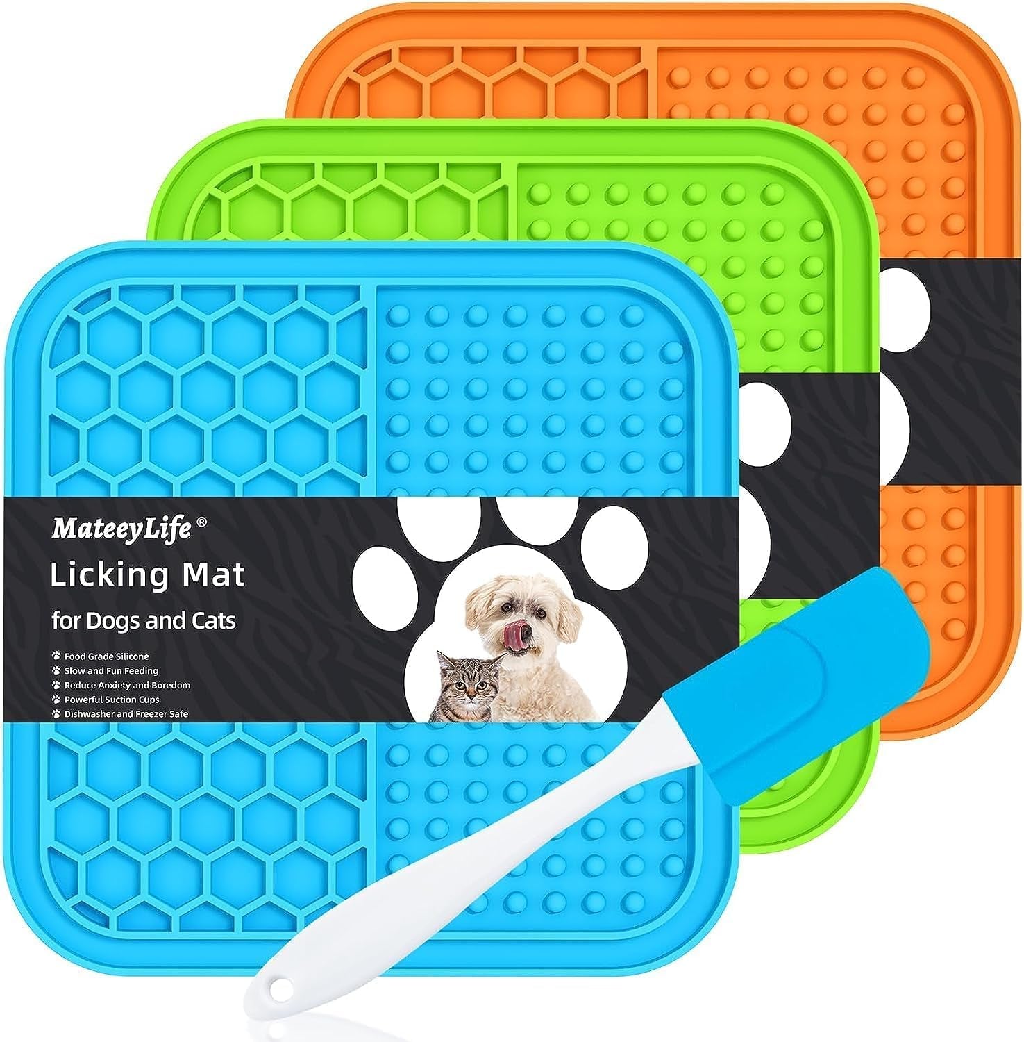 Small Dog & Cat Lick Mat 2-Pack – 49-Cup Suction, Food-Grade Silicone