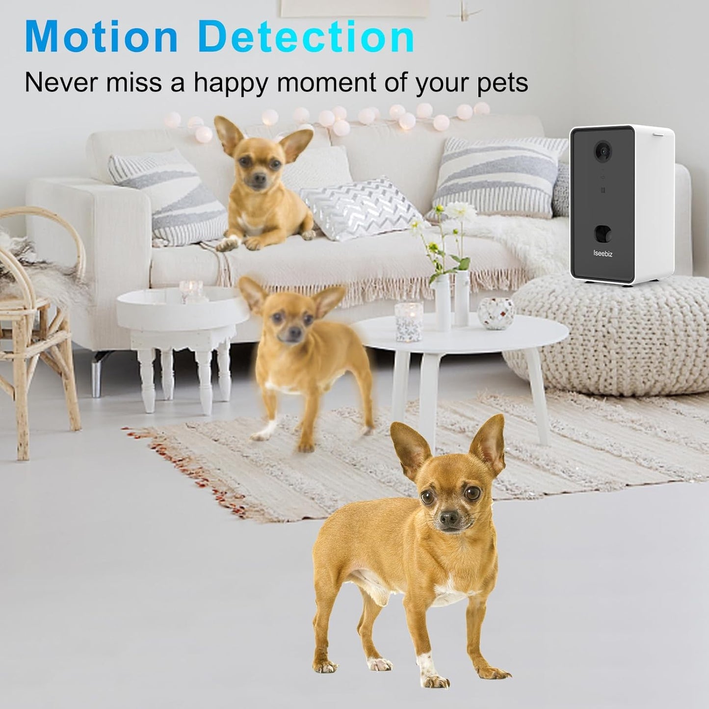 Pet Camera Treat Dispenser - 1080P HD Cat / Dog Cam, 5G WiFi, 2-Way Audio, Alexa Compatible