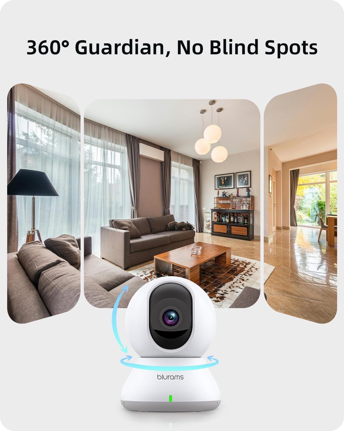Indoor Security Camera 2K 360° Wi-Fi Pet, Puppy & Baby Monitor | 5 GHz, Alexa-Compatible