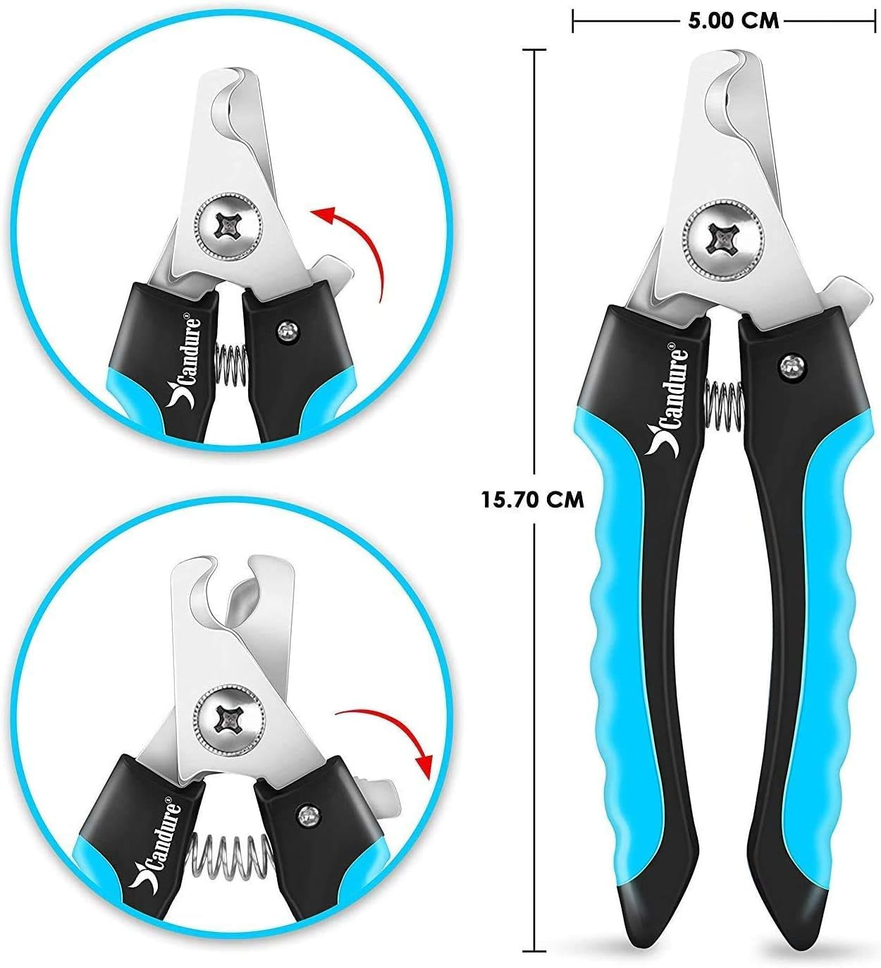 Dog Nail Clippers with Safety Guard – Candure Trimmer & File for Large Pets