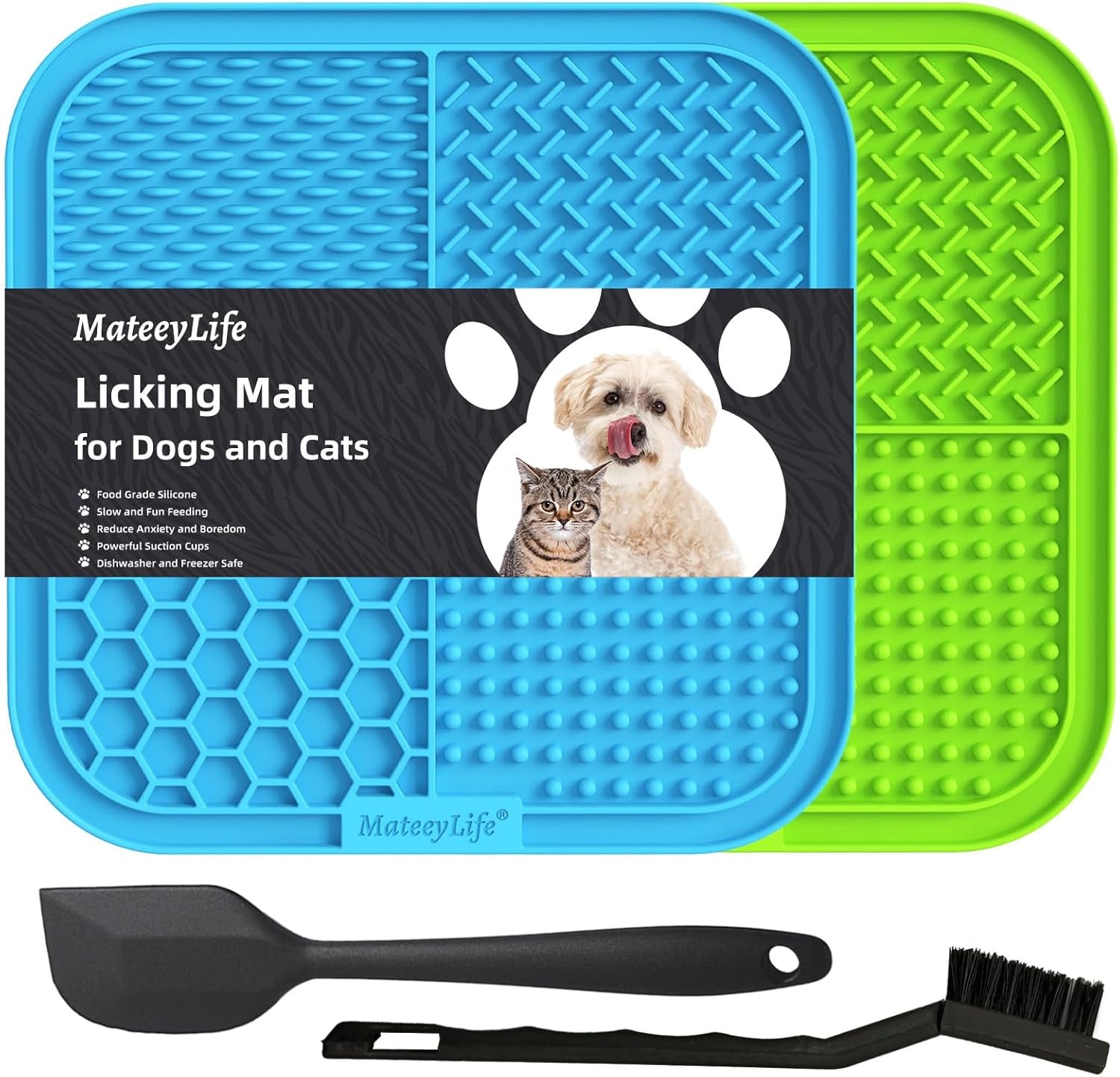 Small Dog & Cat Lick Mat 2-Pack – 49-Cup Suction, Food-Grade Silicone