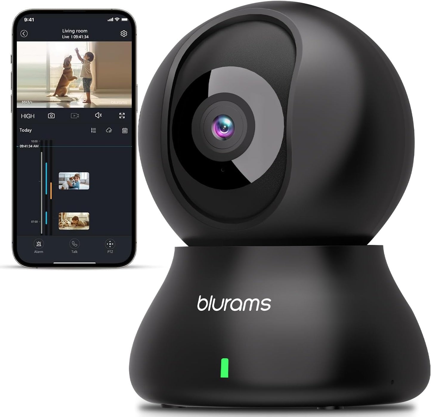 Indoor Security Camera 2K 360° Wi-Fi Pet, Puppy & Baby Monitor | 5 GHz, Alexa-Compatible