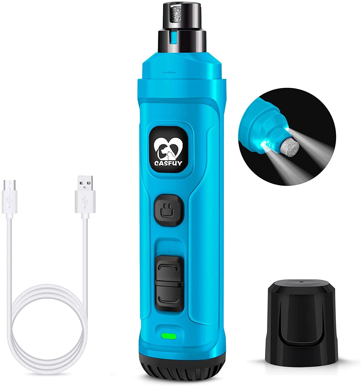 Dog Nail Grinder with Dual LED Light – Quiet 2-Speed Rechargeable Trimmer