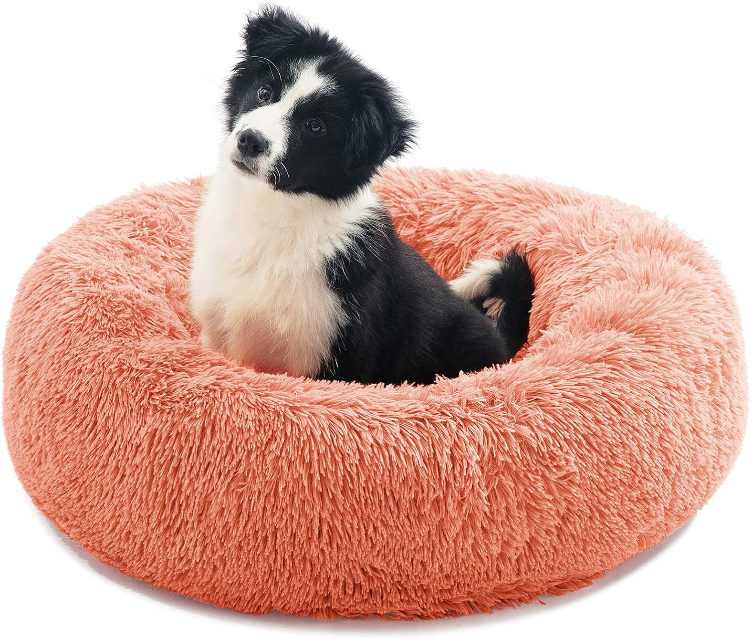 Calming Donut Dog & Cat Bed - Plush Anti-Anxiety, Non-Slip, Washable