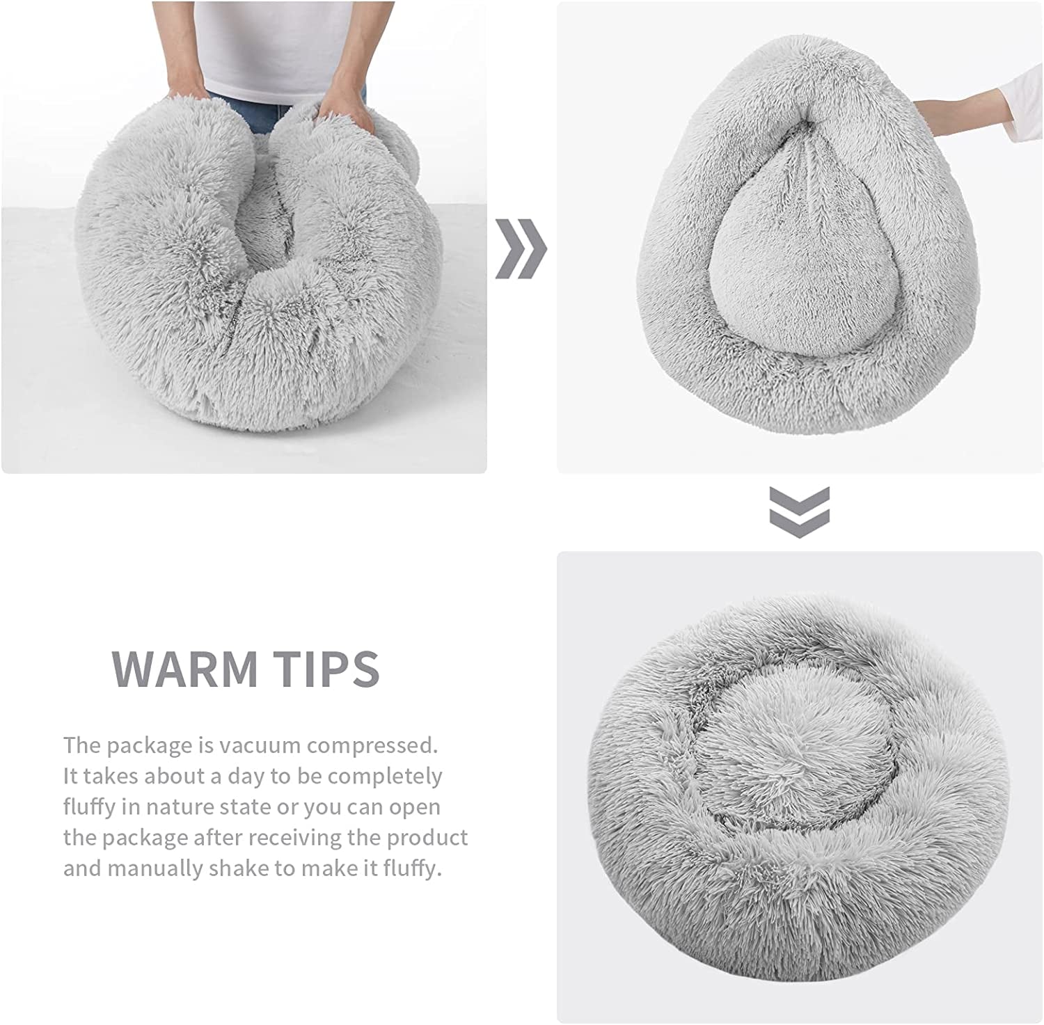 Calming Donut Dog & Cat Bed - Plush Anti-Anxiety, Non-Slip, Washable