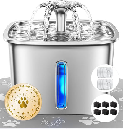 Stainless Steel Pet Fountain 95oz – Award-Winning Automatic Cat & Dog Waterer