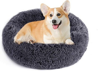 Calming Donut Dog & Cat Bed - Plush Anti-Anxiety, Non-Slip, Washable