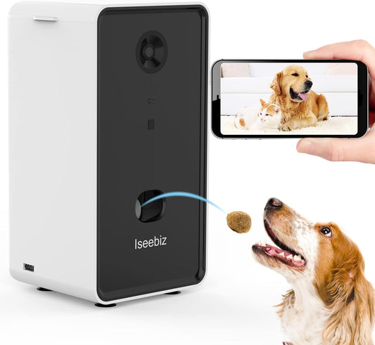 Pet Camera Treat Dispenser - 1080P HD Cat / Dog Cam, 5G WiFi, 2-Way Audio, Alexa Compatible