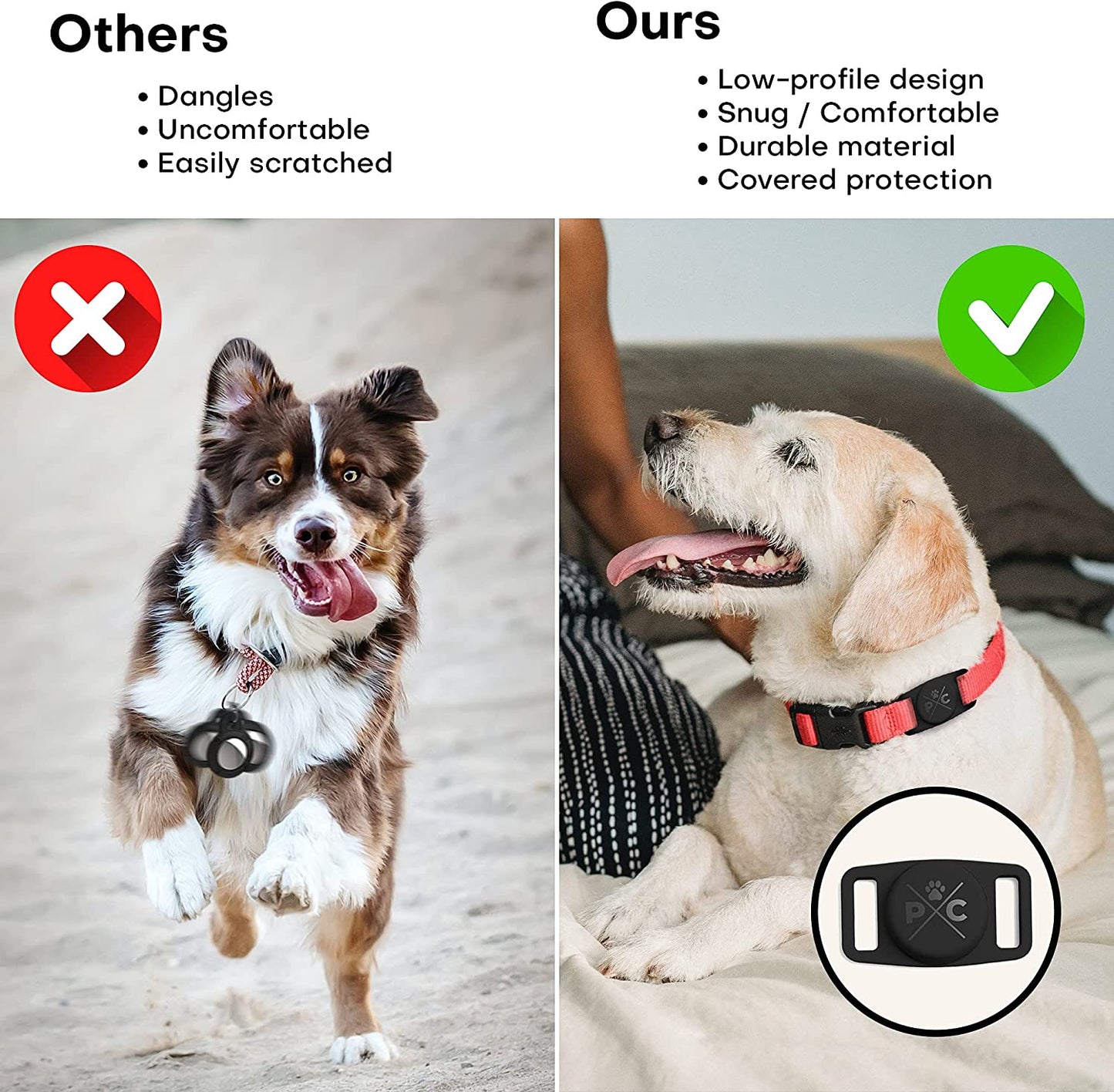 AirTag Dog Collar Holder - Durable Silicone Mount