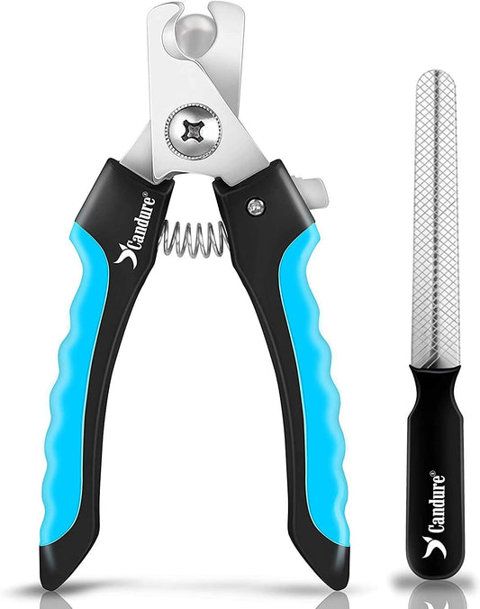 Dog Nail Clippers with Safety Guard – Candure Trimmer & File for Large Pets