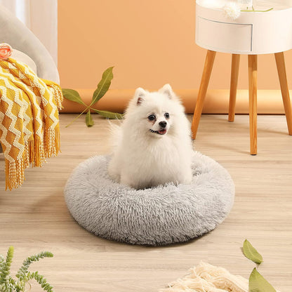 Calming Donut Dog & Cat Bed - Plush Anti-Anxiety, Non-Slip, Washable