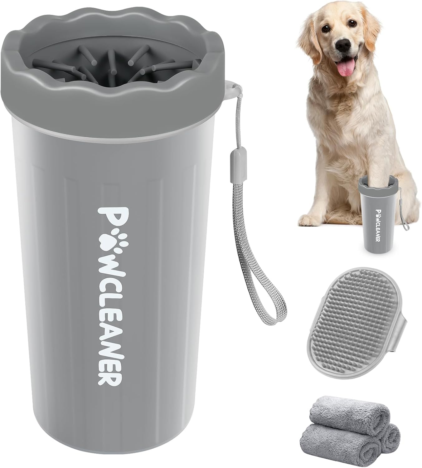 Dog Paw Cleaner Cup – Soft Silicone Bristles, 3 Towels, 3 Sizes, 9 Colors
