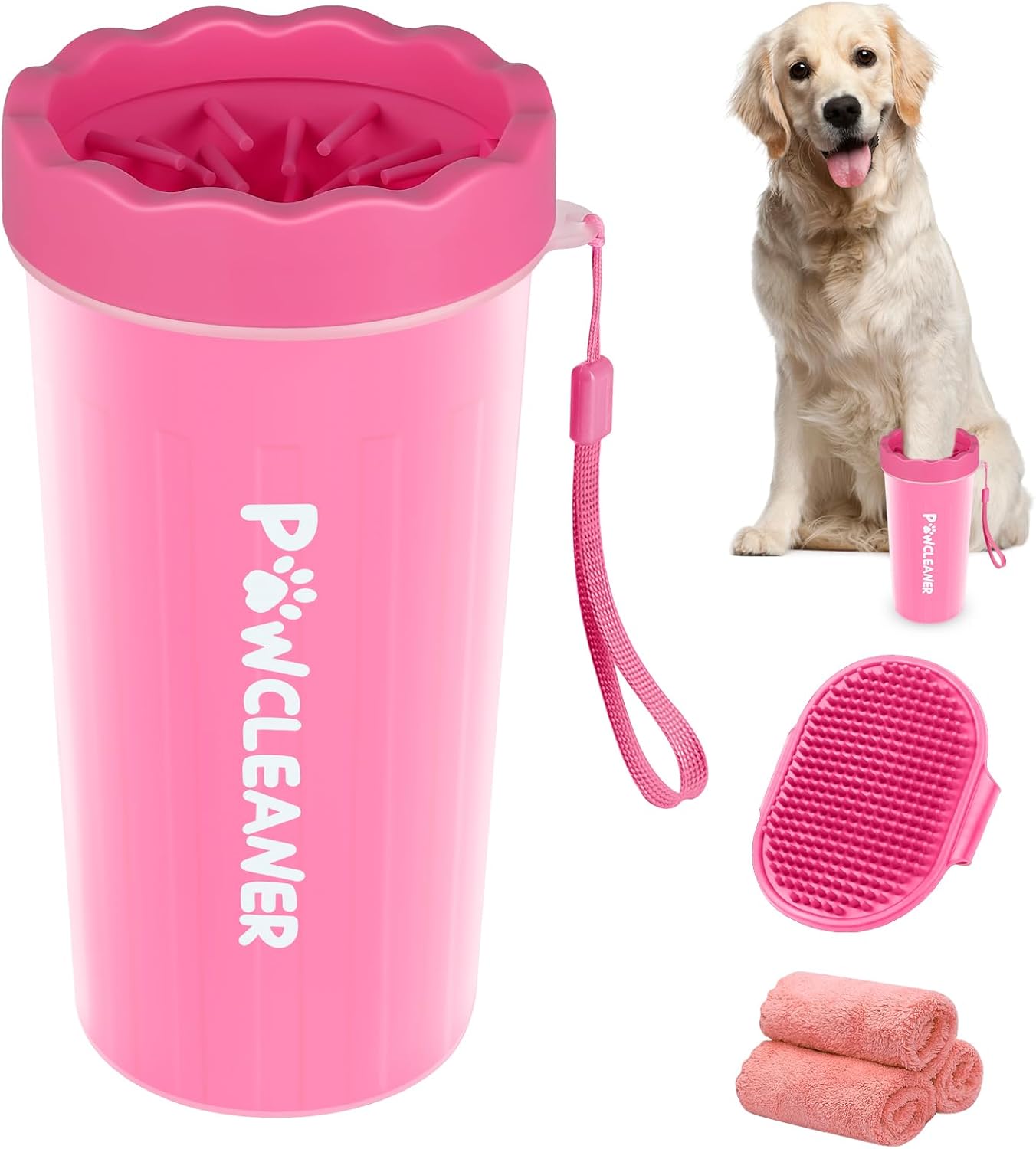Dog Paw Cleaner Cup – Soft Silicone Bristles, 3 Towels, 3 Sizes, 9 Colors