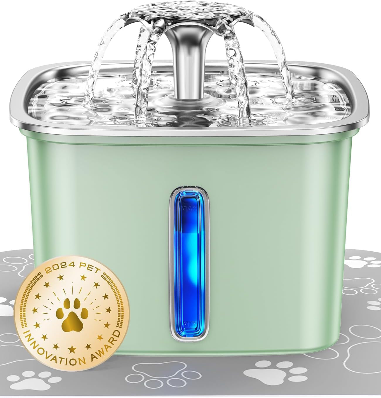 Stainless Steel Pet Fountain 95oz – Award-Winning Automatic Cat & Dog Waterer