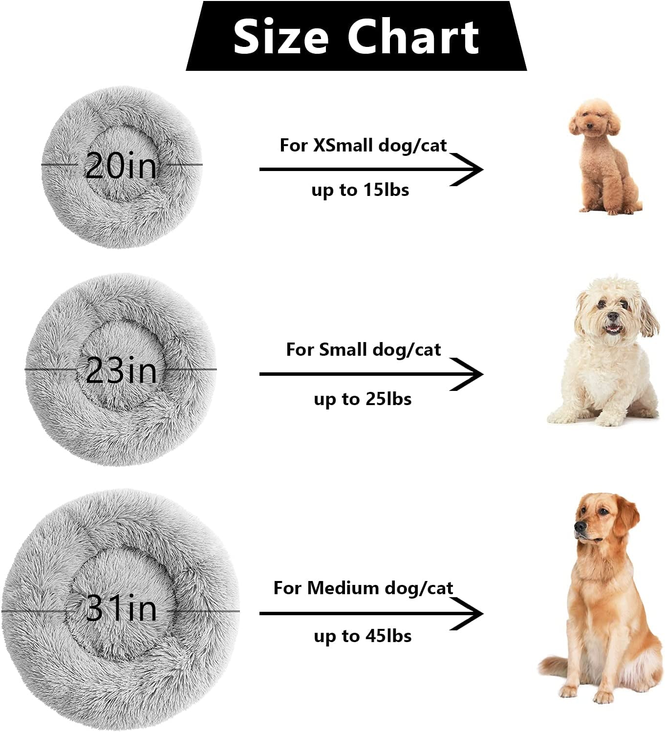 Calming Donut Dog & Cat Bed - Plush Anti-Anxiety, Non-Slip, Washable