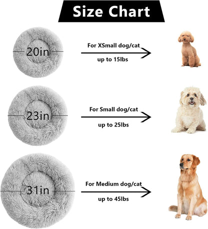 Calming Donut Dog & Cat Bed - Plush Anti-Anxiety, Non-Slip, Washable