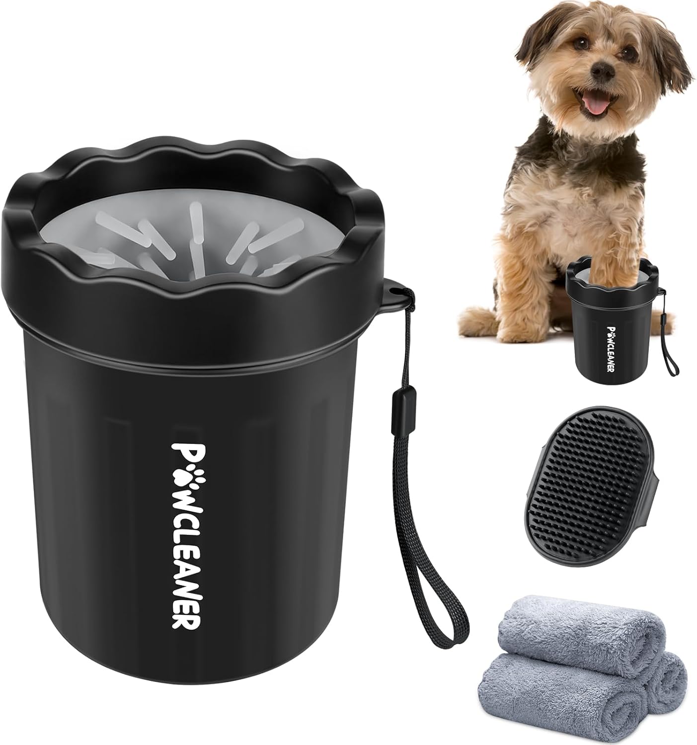 Dog Paw Cleaner Cup – Soft Silicone Bristles, 3 Towels, 3 Sizes, 9 Colors