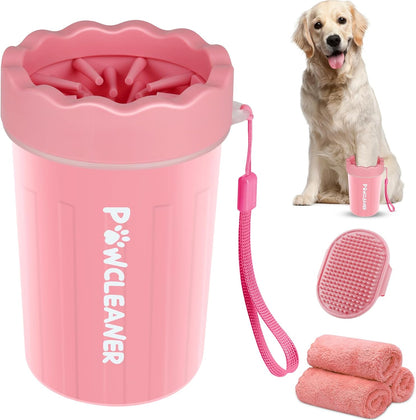 Dog Paw Cleaner Cup – Soft Silicone Bristles, 3 Towels, 3 Sizes, 9 Colors