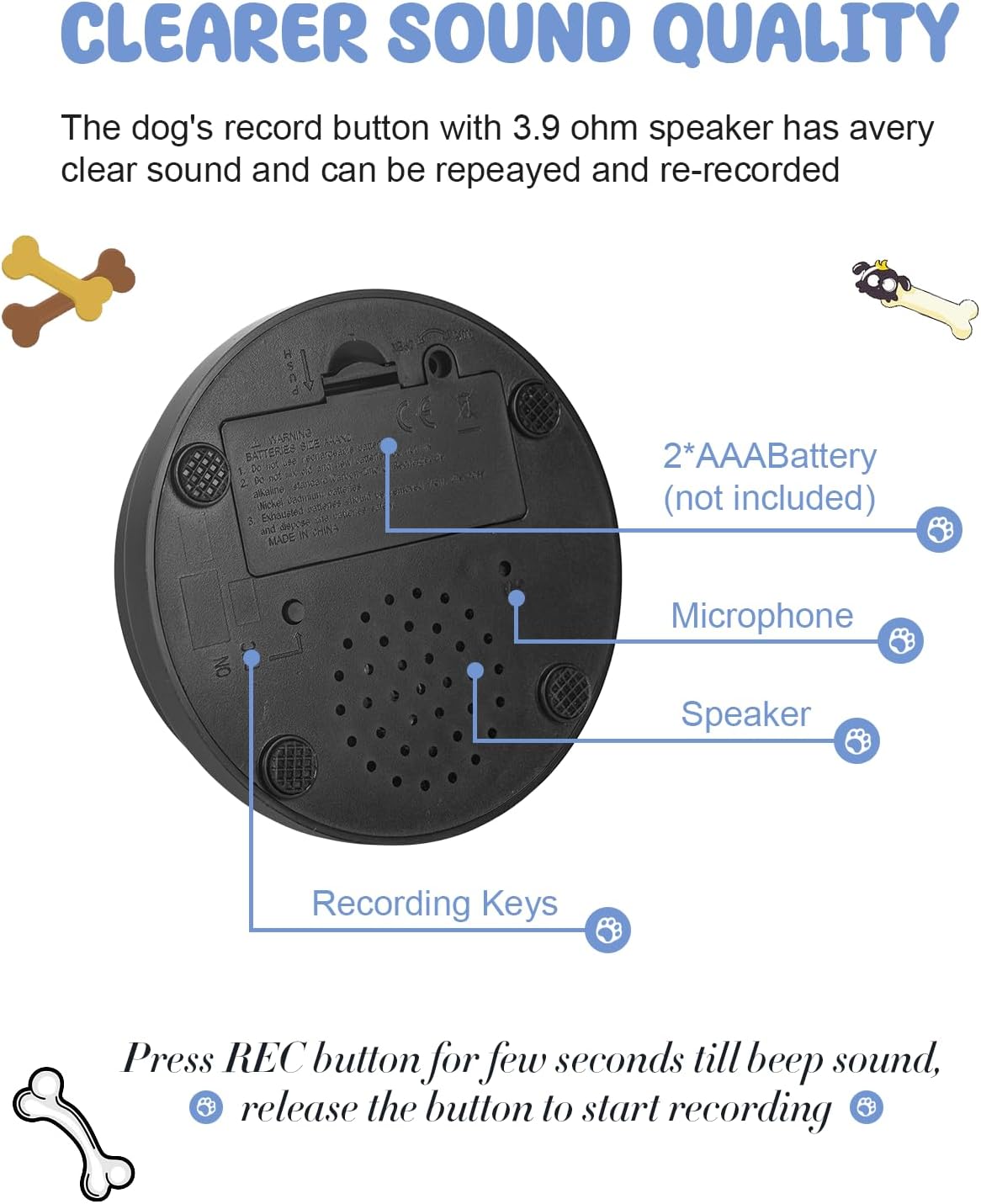 Dog Buttons for Communication - 30-Sec Recordable & Waterproof Mat