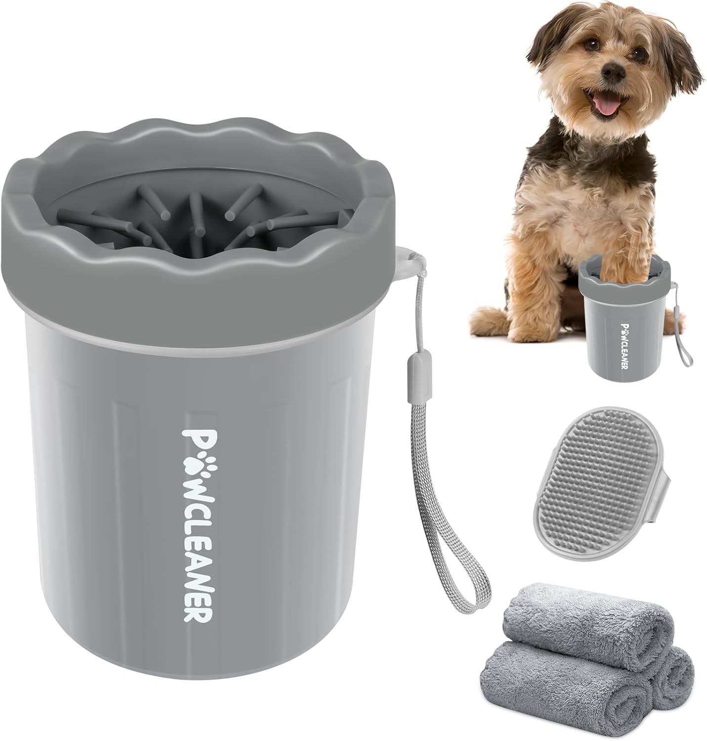 Dog Paw Cleaner Cup – Soft Silicone Bristles, 3 Towels, 3 Sizes, 9 Colors