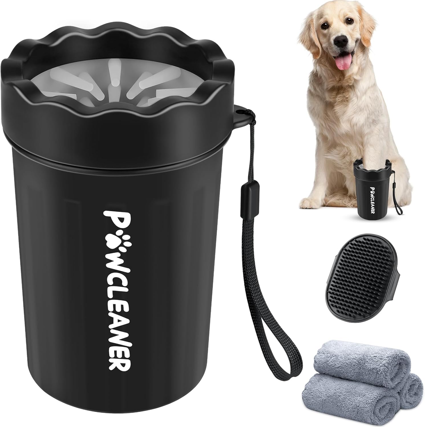Dog Paw Cleaner Cup – Soft Silicone Bristles, 3 Towels, 3 Sizes, 9 Colors