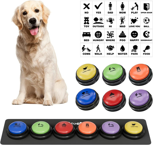 Dog Buttons for Communication - 30-Sec Recordable & Waterproof Mat